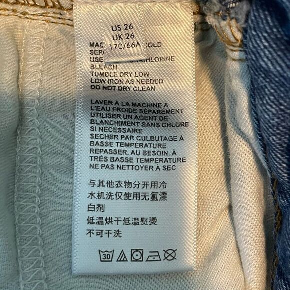 BDG Urban Outfitters Girlfriend Jean Blue Medium Wash Hi-Rise Destroyed Hem 26 - Picture 12 of 13